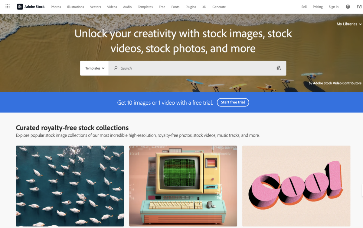 adobe stock homepage
