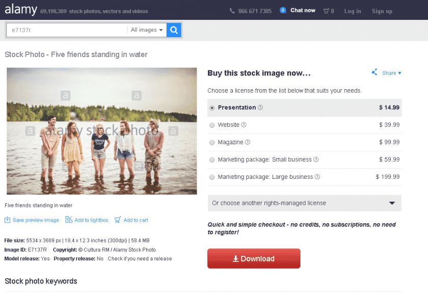 alamy buying options