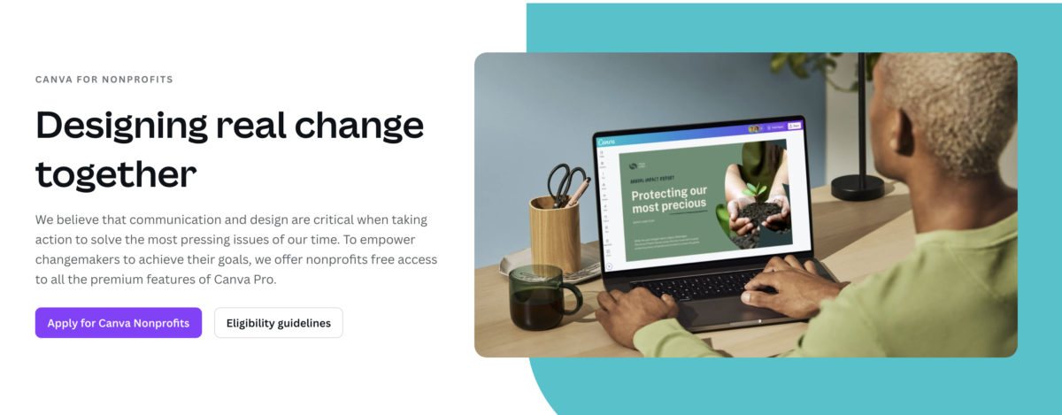 canva pro pricing, nonprofits home page