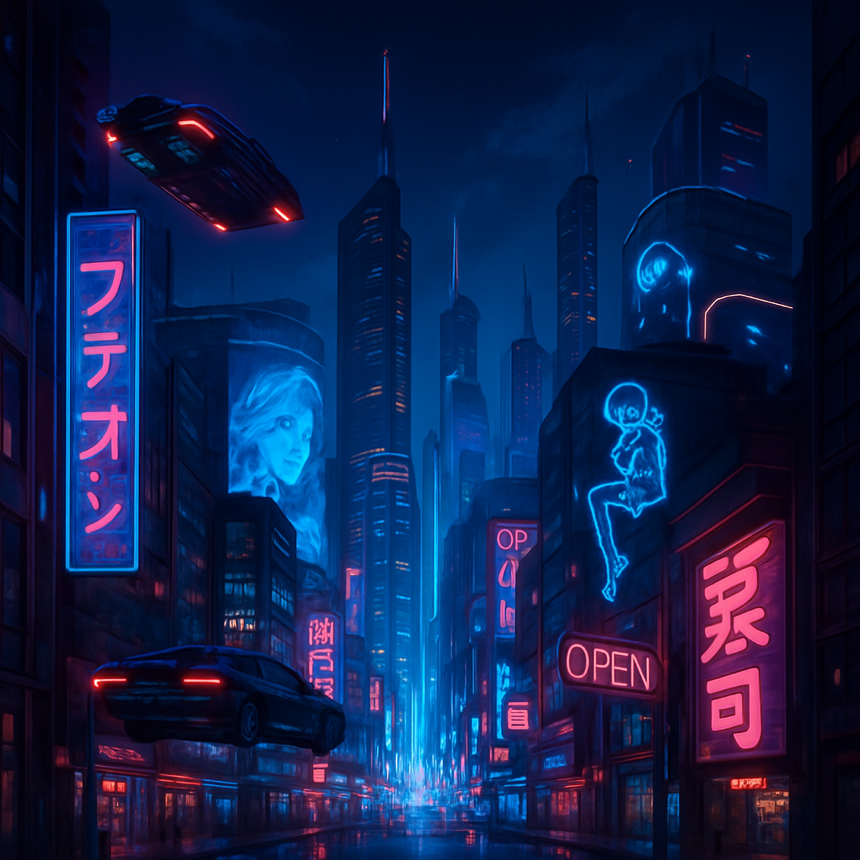 ai generated image with chatgpt. futuristic cityscape.