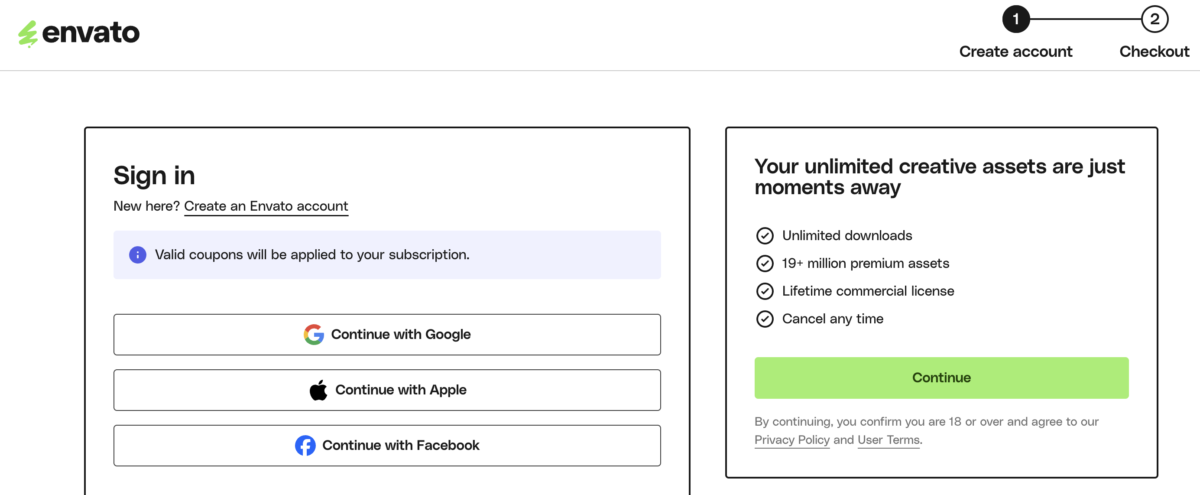 envato elements coupon sign in 