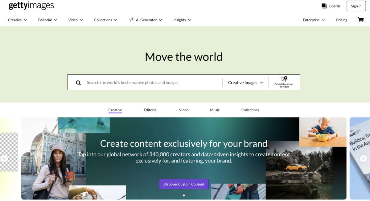 getty images homepage