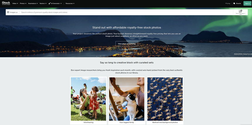 Exploring Other Options: Top Sites Like Shutterstock for Royalty-Free Images iStock homepage