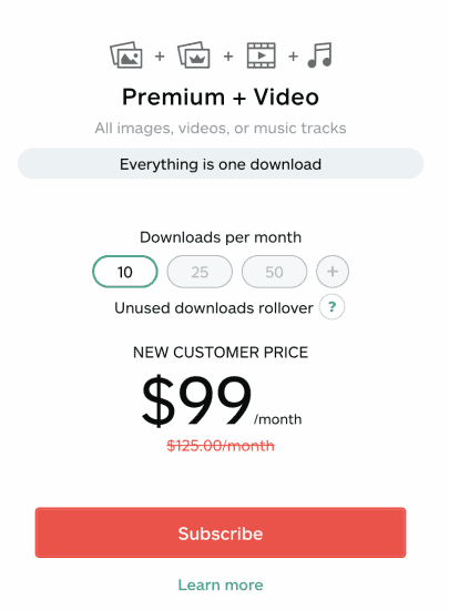 istock pricing premium + video plans