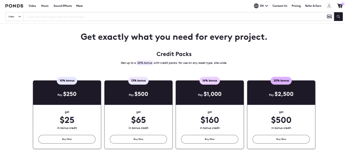 Pond5 Review - Video-Specialized Agency with Bonus Stock Images Pond5 credt packs