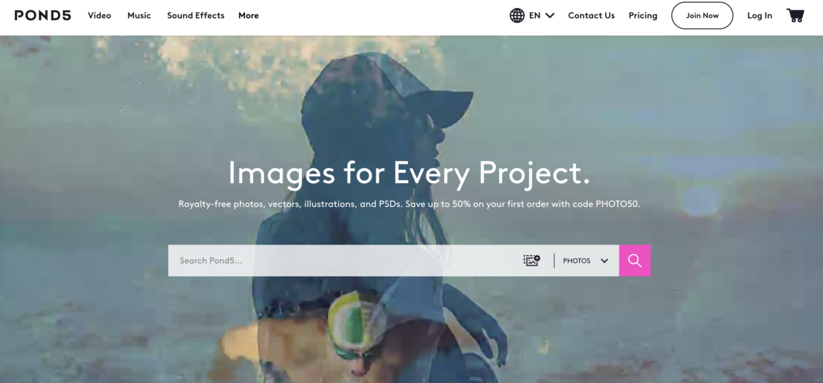 Pond5 Review - Video-Specialized Agency with Bonus Stock Images Screenshot of Pond5 stock photos tab
