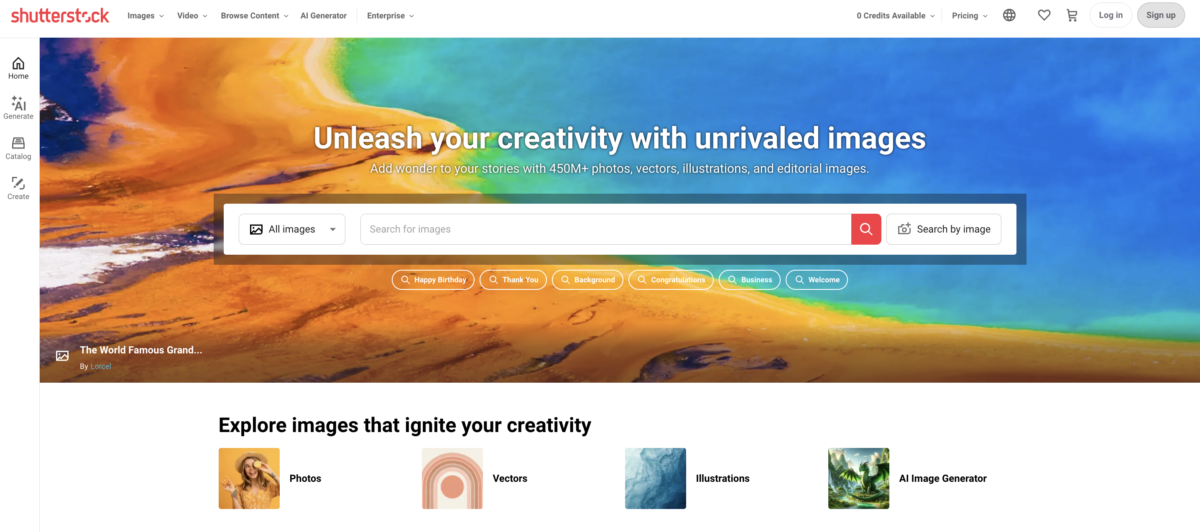 shutterstock review, screenshot of shutterstock images tab