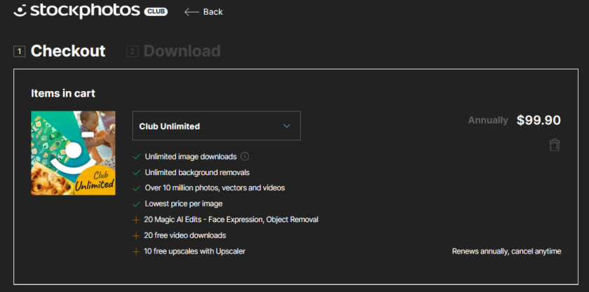 SP Checkout Screenshot 1 > EXCLUSIVE Stockphotos.com Coupon - 10 Extra Free Images with your Subscription!
