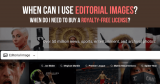 When can I use editorial images and when do I need to buy a royalty-free license